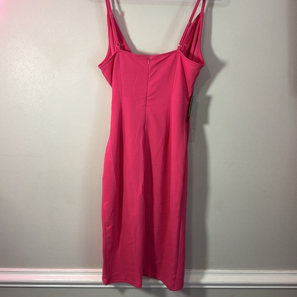 OWIN 2024 V Neck Spaghetti Straps Wrap Ruched Sheath Cocktail dress pink Medium - Picture 5 of 5